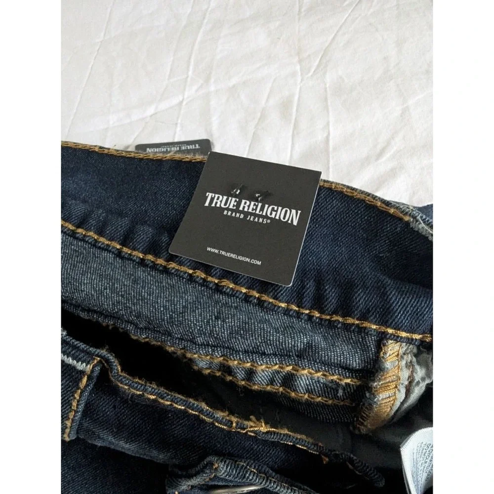 True Religion NWT‎ Ricky Relaxed Straight Jeans Dark Wash Big Flap Mens 34x34